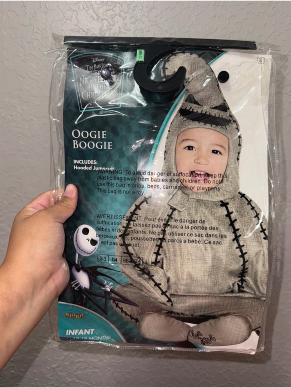 Spirit Infant Oogie Boogie Gray Halloween Hooded Jumpsuit Costume